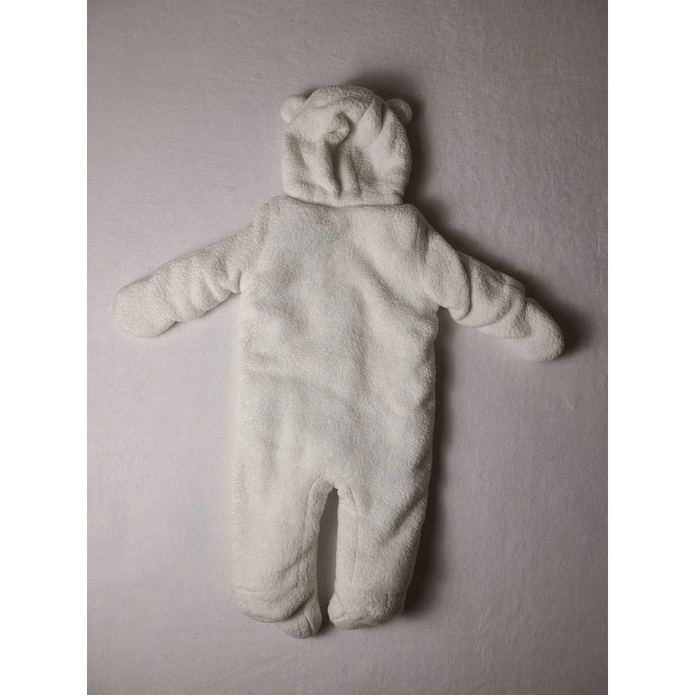 VTG 90s Y2K Wippette Sherpa Pram Suit Baby 3/6M White Hooded Fleece Bunting 90s